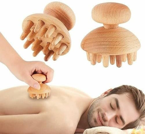 UCCKEYI 60x62mm Wood Guasha Press Head Massager Tool Octopus-Style Muscle Roller for Neck, Shoulders & Stress Relief