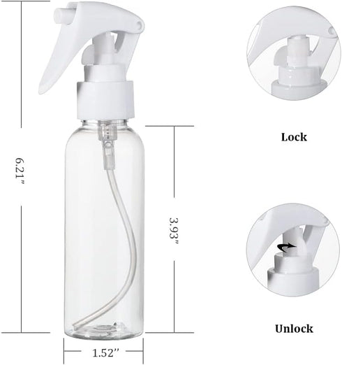 Travel Size Spray Bottle Set, 3.4oz/100ml Plastic Fine Mist Spray Bottles, 3pcs Clear Trigger Sprayer with Funnel