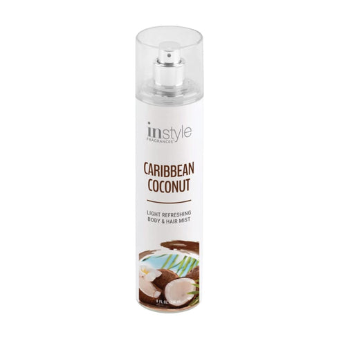 Instyle Fragrances Body & Hair Mist - Caribbean Coconut Scent, Vegan, Paraben Free, 8 Fl Oz Spray Bottle