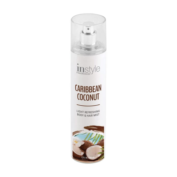Instyle Fragrances Body & Hair Mist - Caribbean Coconut Scent, Vegan, Paraben Free, 8 Fl Oz Spray Bottle