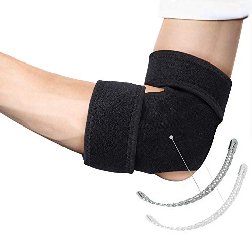 Tennis Elbow Brace for Golfers, Compression Adjustable Elbow Support with Dual-Spring Stabilizer Arm Wrap