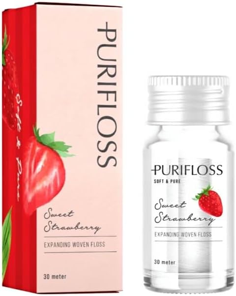 Premium Expanding Woven Dental Floss, PTFE & PFAS Free, Sweet Strawberry, Dentist Recommended, Kid Friendly