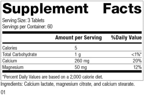 Standard Process Calcium Lactate - Immune Support and Bone Strength Supplement with Magnesium, 180 Tablets