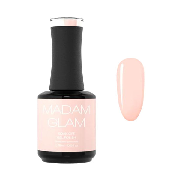 Madam Glam Rosy Nude Gel Polish, 15ml Professional Nail Care, Long-Lasting Vegan Creme Formula