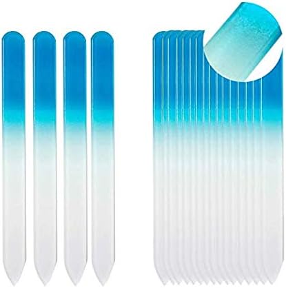 SIUSIO 40 Pack Professional Czech Crystal Glass Nail Files for Natural Nails Double Sided Etched Surface Files Gradient Rainbow Color for Acrylic Nail Emery Boards & Buffer (Pink&Blue)