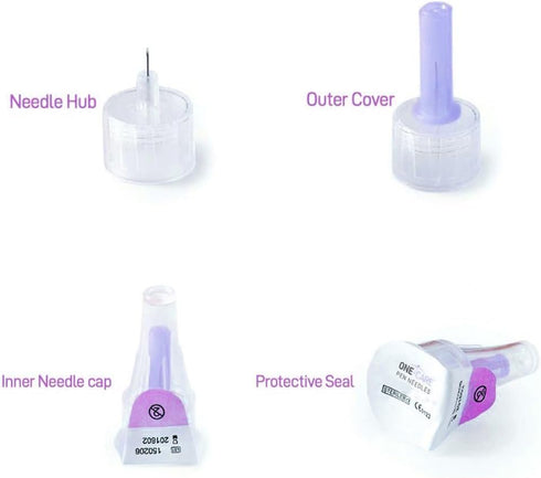 ONE-CARE Pen Tips 31G x 5/32’’ (4mm), Universal Fit, Optimal Skin-Contact for Comfort, Sterile, 100 Count