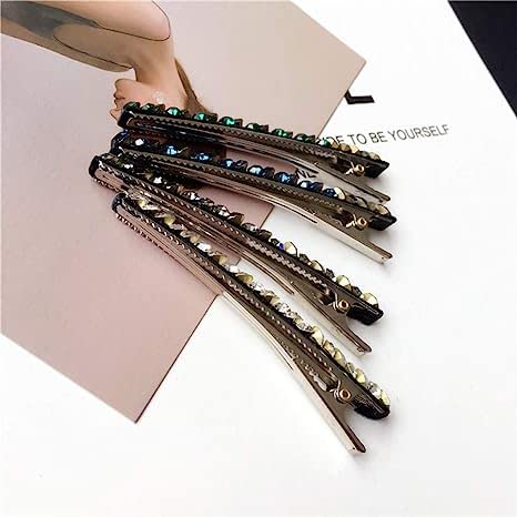 Vpang 2 Pcs Shiny Rhinestone Diamond Hair Clip, Hair Barrette Pin, Accessories for Women Girls, Gray