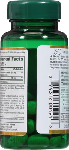 Nature's Bounty Anxiety & Stress Relief Ashwagandha Ksm-66 | 50 Count Tablets