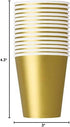 Gold Solid Paper Cups - 9oz (Pack of 14) - Durable & Eco-friendly Shimmering Party Cups for Elegant Gatherings