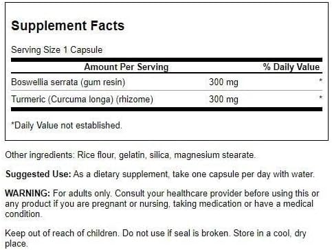 Swanson Full Spectrum Boswellia and Curcumin, 60 Capsules (Packing May Vary)