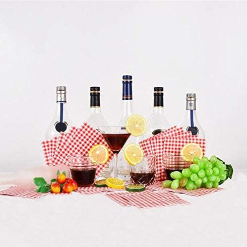 Gatherfun 80PCS Cocktail Napkins, 3-ply Red and White Gingham, Disposable Paper Beverage Napkins for Party, Bar, Picnic