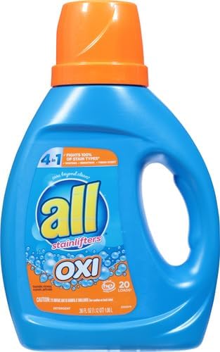 All Stainlifters Laundry Detergent Liquid with OXI Stain Removers, Fresh, 20 Loads, 36 Fl Oz