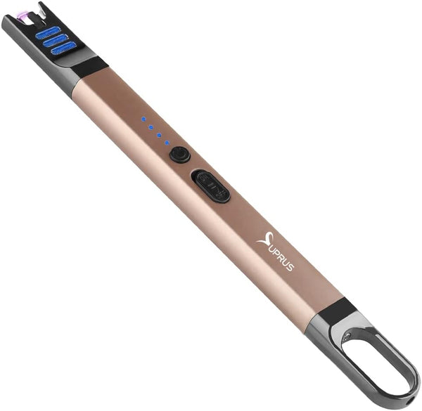 SUPRUS Candle Electric Arc Lighter, Windproof Flameless USB Rechargeable Lighter with LED Light for Camping BBQ Cooking