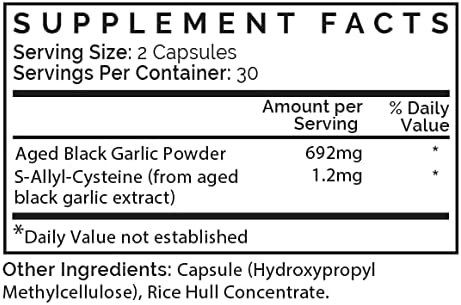 Think Remedy 60 Aged Black Garlic Capsules - Garlic Pills - Less Odor - Capsules - Allium Sativum Supplement - More