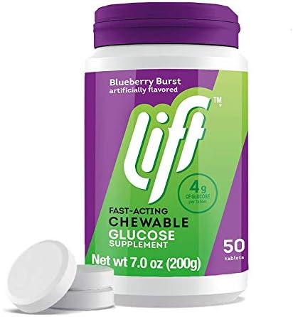 Lift Glucose | Fast-Acting Chewable Energy Tablets | Blueberry | 50 ct Jar (Pack of 1)