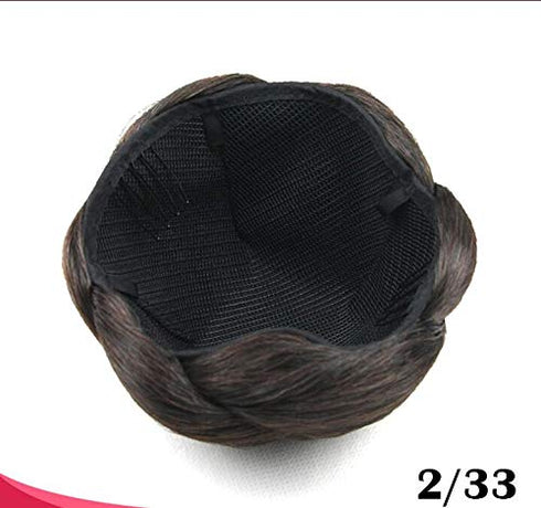 Small Size Synthetic Hair Chignon Bun Donut - Clip in Braided Hairpieces for Straight Updo, Wedding Party Costume