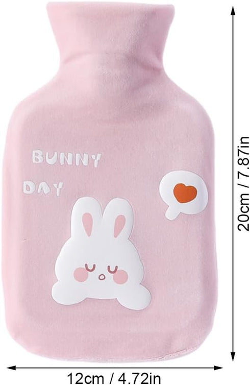Winter Warm Hot Water Bag, Classic Hot Water Bag, Hot Water Bottle with Plush Cover for Hot and Cold Compress, Hot