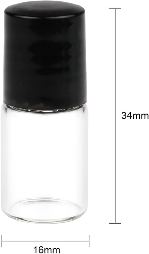 Wresty 25 Pcs Clear Glass Mini Roll On Bottles, Empty Essential Oil Roller Ball Bottles with Black Cap (2ml)