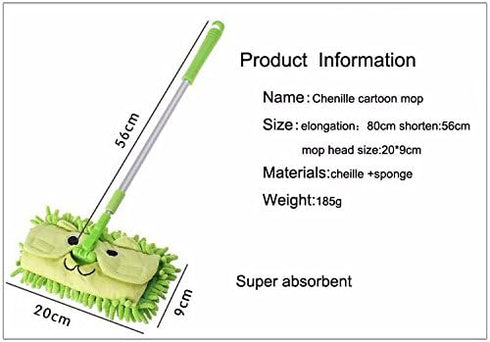 Mini Microfiber Chenille Cartoon Flat Dust Mop for Children, Detachable, 360 Degree Rotation