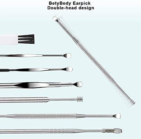 BetyBedy Ear Cleansing Tool Set, 7 Pcs Ear Pick Kit with Storage Box and Small Cleaning Brush