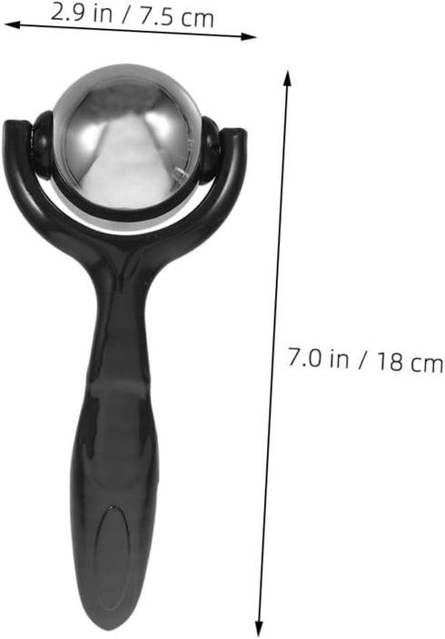 Set 2 FRCOLOR Stainless Steel Massage Ball Roller Pieces with Handle Manual Therapy Cold Roller for Muscle Relief Back