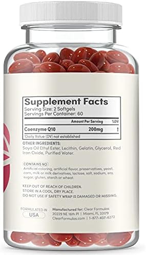 ClearFormulas Pure CoQ10, 200mg Per Serving, 120 Softgels, Quick Absorption, Non-GMO