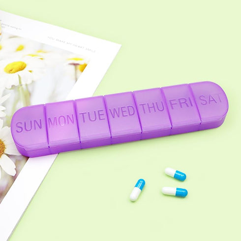 Wopanxye 7-Day 7 Weekly Pill Organizer, Once a Day, Pill Box Container, Matte Purple, Large Compartment Vitamins Case