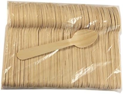 Concession Essentials Disposable Wooden Cutlery Spoons - 6.25 Inch Length, Pack of 100