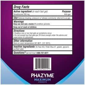 Phazyme Maximum Strength Gas and Bloating Relief - 250 mg Simethicone, 36 Fast GELS, Pack of 3