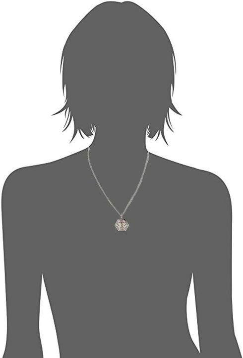Type 1 Diabetes Medical Alert ID Stainless Steel Pendant Necklace - 26" Chain
