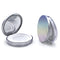 Plastic Loose Powder Compact Container with Velvet Powder Puff, Mirror, and Elasticated Net Sifter (SILVER)