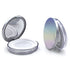 Plastic Loose Powder Compact Container with Velvet Powder Puff, Mirror, and Elasticated Net Sifter (SILVER)