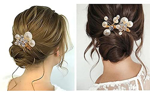 Small Sparkly Pearl Rhinestone Hair Clips - Set of 5 PCS Butterfly Hair Accessories for Women Girls in Wedding Prom