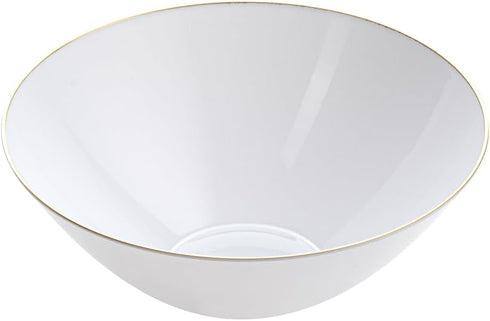 Restaurantware Moderna 6 Ounce Plastic Bowls 20 Durable Disposable Salad Bowls - Gold-Rimmed Heavy-Duty White Plastic Fancy Bowls For Warm And Cold Foods Ideal For Restaurants by Restaurantware