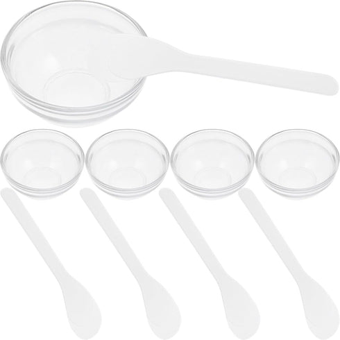 FOMIYES Facial Masks Mixing Bowl Set, 5 Sets with Spatula, Clear Glass Cosmetic Mix Bowl for DIY Masks