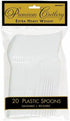 Frosty White Plastic Heavy Weight Spoons (20 Count) - Premium Disposable Plastic Cutlery, Perfect for Home Use and All Kinds of Occasions