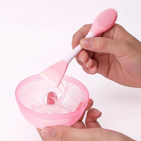 Pink Facial Cream Spatula, Silicone Face Mask Brush, Double Heads Skincare Applicator Tools for Facial Masks