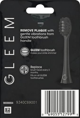 GLEEM Toothbrush Replacement Brush Heads Refill, Black, 2 Count