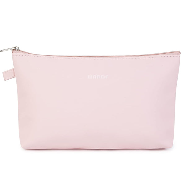 WANDF Cosmetic Bag for Women, Small Mini Makeup Organizer Pouch, Water Resistant Gift for Girls (Pink)