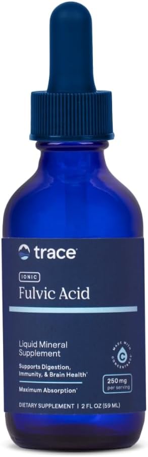 Trace Minerals Ionic Fulvic Acid 250mg - Essential Mineral Supplement for Hydration & Energy - 2 fl oz (59 Servings)