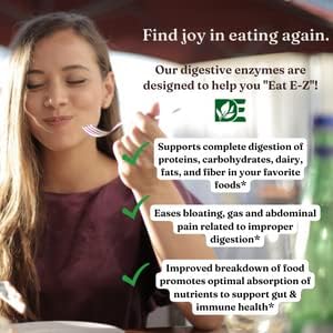 Eat E-Z Digestive Enzymes 90 Count for Gut Health Anti-Bloating Digestive Enzyme for Immune Support