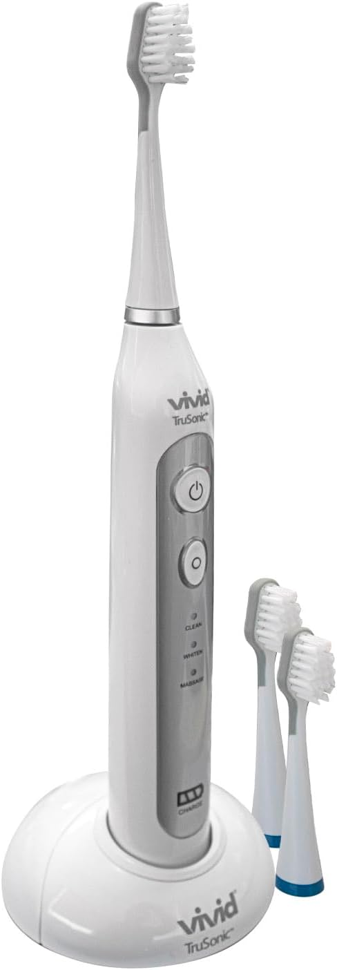 Vivid Trusonic - Rechargeable Power Electric Toothbrush Great For Travel, Easy To