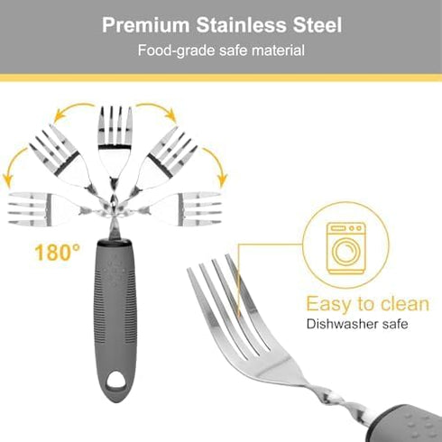 Bendable Adaptive Utensil Set - Arthritis Aid Silverware for Elderly, Parkinson's, Hand Tremors, Easy Grip for Shaking