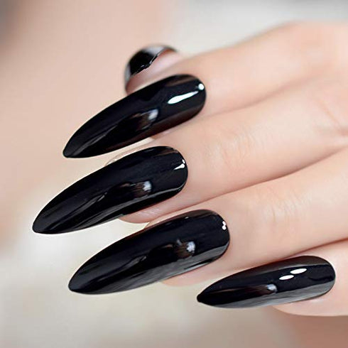 YIMART 500pcs/pack Stiletto False Nails - Clear Long Almond False Nail Tips for Decoration Nails Salon (Clear Long