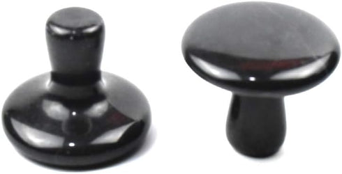 2 Pcs Mushroom Shaped Massage Stones, Natural Bian Stone Hot Rock for Spa Massage (2-L, Black)