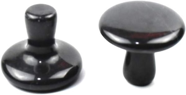 2 Pcs Mushroom Shaped Massage Stones, Natural Bian Stone Hot Rock for Spa Massage (2-L, Black)