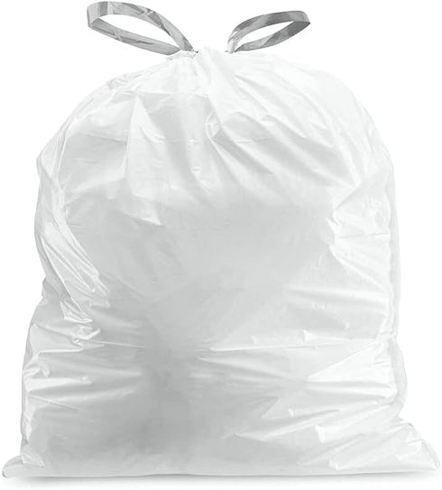 Plasticplace Custom Fit Trash Bags, Compatible with simplehuman Code V (100 Count) White Drawstring Liners