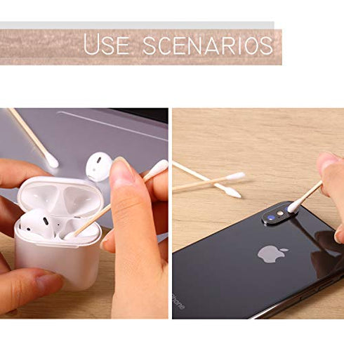 Norme 3 Inch Cotton Swabs, 500 Pcs Long Qtips with Wooden Handle in Storage Box for Cleaning