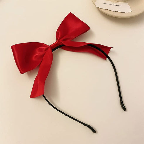 Red Bowknot Headband for Women Girls, Handmade Black Bows Hair Hoop, Bowknots Hair Bands