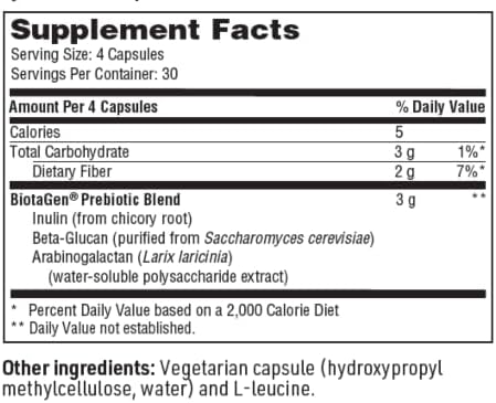 Biotagen, Klaire Labs - Prebiotic Inulin, Beta-Glucan & Arabinogalactan, 120 Capsules
